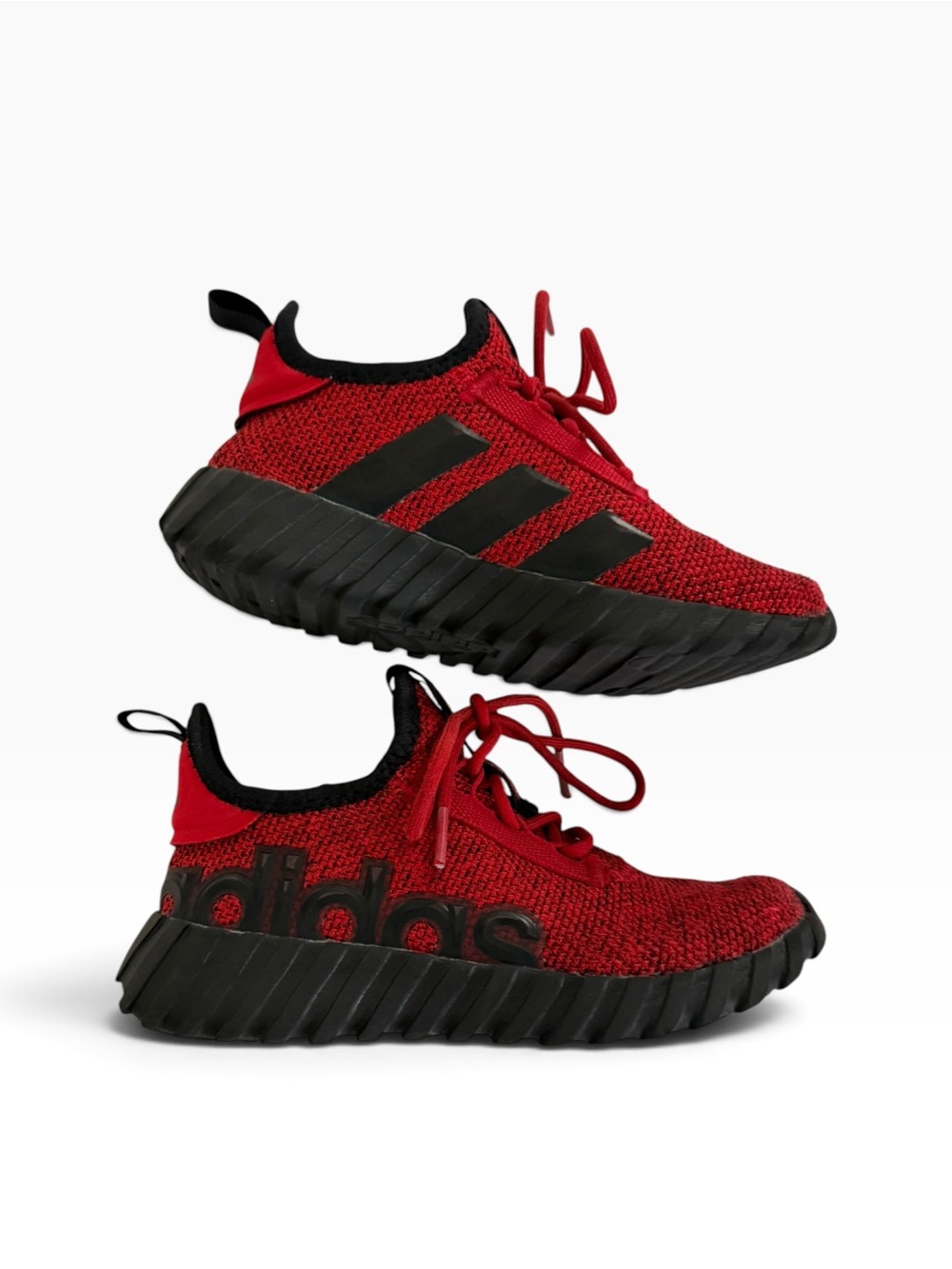 adidas Kids Red and Black Slip-On Knit Sneakers